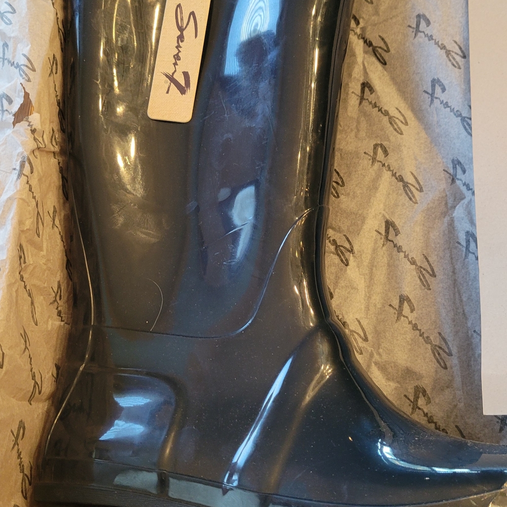 Seven7 Britisg Girl Glossy Navy Rain Boots